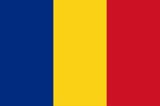 Flag of Romania with three vertical stripes in blue, yellow, and red
